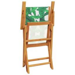 Berkfield Home 3 Piece Bistro Set Leaf Pattern Fabric & Solid Wood in Green - thumbnail 8