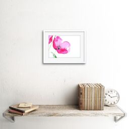 "Artery8 Wall Art Print Flower Poppy Watercolour Art Framed 9x7 inch in White - Size: W7"" x H9""" - thumbnail 2