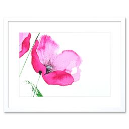 "Artery8 Wall Art Print Flower Poppy Watercolour Art Framed 9x7 inch in White - Size: W7"" x H9""" - thumbnail 1