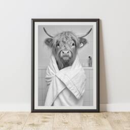 60 SECOND MAKEOVER Highland Cow Towel Quirky Animal Print - Size: A4 - thumbnail 1