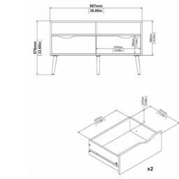 "FORGEVIO TV Entertainment Stand Retro Scandinavian Style Fits Up to 42"" TV in White" - thumbnail 2