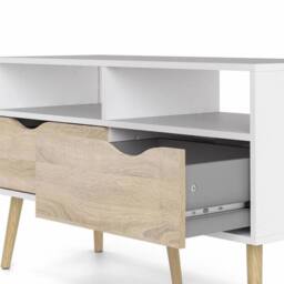 "FORGEVIO TV Entertainment Stand Retro Scandinavian Style Fits Up to 42"" TV in White" - thumbnail 5