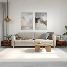 Berkfield Home Modern Coffee Tables 2 pcs Smoked Oak 50x46x35 cm Engineered Wood in Brown - Size: 50 x 46 x 35 cm - thumbnail 2