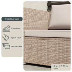 HD Designs 4 Seater Rattan Cushioned Sofa with Table Fabric Garden Furniture Set in Natural - thumbnail 6
