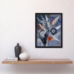 "Artery8 Blue Wildflower Spray Bouquet Painting Floral Framed Art Print - Size: W12"" x H16""" - thumbnail 4