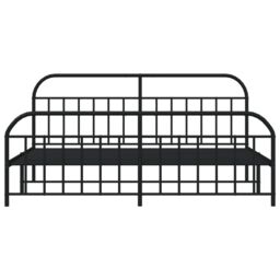 Berkfield Home Metal Bed Frame with Headboard & Footboard Black 193x203 cm - thumbnail 6