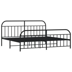 Berkfield Home Metal Bed Frame with Headboard & Footboard Black 193x203 cm - thumbnail 5