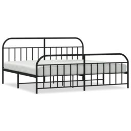 Berkfield Home Metal Bed Frame with Headboard & Footboard Black 193x203 cm - thumbnail 2
