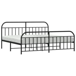 Berkfield Home Metal Bed Frame with Headboard & Footboard Black 193x203 cm - thumbnail 4