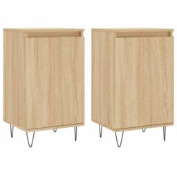 Berkfield Home Sideboards 2 pcs Sonoma Oak 40x35x70 cm Engineered Wood in Light Oak - Size: 40 x 35 x 70 cm - thumbnail 1