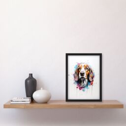 "Artery8 Wall Art Print Beagle Lovers Gift Watercolour Pet Portrait Painting Artwork Art Framed - Size: W12"" x H16""" - thumbnail 4