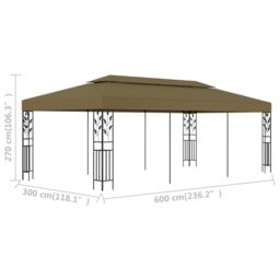 Berkfield Home Gazebo 6x3 m Taupe 180 g/m ² in Beige - thumbnail 6
