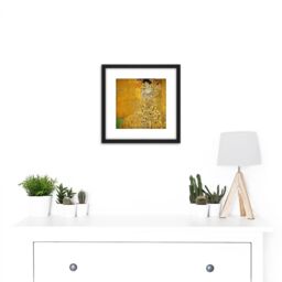 Artery8 Gustav Klimt Portrait Of Adele Bloch Bauer 8X8 Inch Square Wooden Framed Wall Art Print Picture with Mount in Black - thumbnail 2