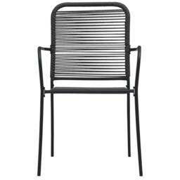 Berkfield Home Elegant 7 Piece Outdoor Dining Set Cotton Rope & Steel Black - thumbnail 6