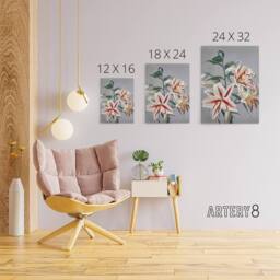 "Artery8 White Pink Spotted Lily Flowers Canvas Wall Art Print Kazumasa - Size: W18"" x H24""" - thumbnail 4