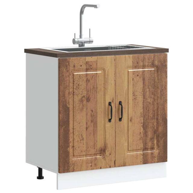 Berkfield Home Sink Base Cabinet Kalmar Old Wood 80x46x81.5 cm Engineered Wood in Brown - image 1