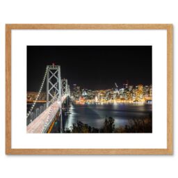 "Artery8 Wall Art Print San Francisco Oakland Bay Bridge Framed in Beige - Size: W7"" x H9""" - thumbnail 1