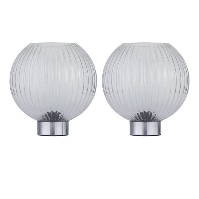 First Choice Lighting Set of 2 Betchley - Battery Operated Chrome Lamp with Clear Glass in Silver - image 1