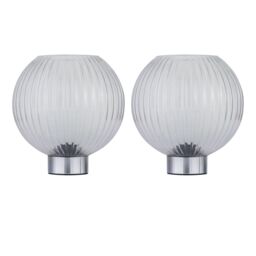 First Choice Lighting Set of 2 Betchley - Battery Operated Chrome Lamp with Clear Glass in Silver - thumbnail 1
