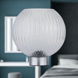 First Choice Lighting Set of 2 Betchley - Battery Operated Chrome Lamp with Clear Glass in Silver - thumbnail 6