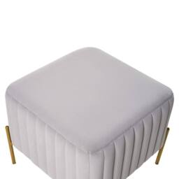 Wyld and Coco Glamour Footstool Grey Velvet with Gold Metal Legs 47 x 47 cm - thumbnail 5