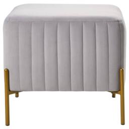 Wyld and Coco Glamour Footstool Grey Velvet with Gold Metal Legs 47 x 47 cm - thumbnail 3