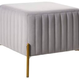 Wyld and Coco Glamour Footstool Grey Velvet with Gold Metal Legs 47 x 47 cm - thumbnail 2