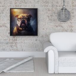 Warren Reed - Designer Bulldog With Glasses Splashart Golden Framed Canvas in Black - Size: w40 inch x h40 inch - thumbnail 2
