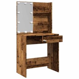 Berkfield Home Dressing Table with LED Old Wood 74.5x40x141 cm in Brown - thumbnail 9