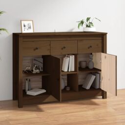 Berkfield Home Sideboard Honey Brown 100x35x74 cm Solid Wood Pine - Size: 100 x 35 x 74 cm - thumbnail 3