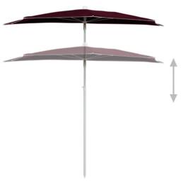 Berkfield Home Durable Garden Half Parasol with Pole 180x90 cm Bordeaux Red in Burgundy - thumbnail 4