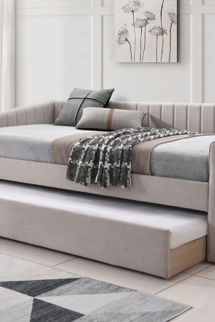 Time4sleep Sanderson Natural Oat Upholstered - Day Bed Including Underbed - Size: Single - image 1