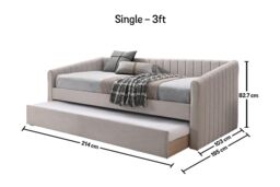 Time4sleep Sanderson Natural Oat Upholstered - Day Bed Including Underbed - Size: Single - thumbnail 4