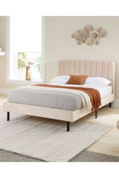 Aspire Rosella Upholstered Bed in Cream - Size: Double