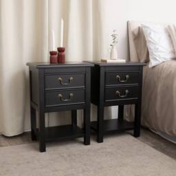 Melody Maison Set Of 2 Black 2 Drawer Bedside Tables With Shelf - Briggs Range - thumbnail 2
