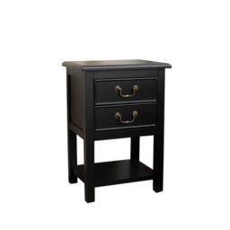 Melody Maison Set Of 2 Black 2 Drawer Bedside Tables With Shelf - Briggs Range - thumbnail 1