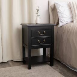 Melody Maison Set Of 2 Black 2 Drawer Bedside Tables With Shelf - Briggs Range - thumbnail 6