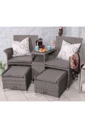 Royalcraft Paris Fixed Companion Set with pull-out footstools incl. Weather Shield Cushions in Grey - thumbnail 2