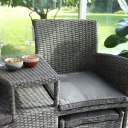 Royalcraft Paris Fixed Companion Set with pull-out footstools incl. Weather Shield Cushions in Grey - thumbnail 5