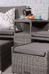 Royalcraft Paris Fixed Companion Set with pull-out footstools incl. Weather Shield Cushions in Grey - thumbnail 4