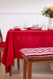 Homescapes Garden Bench Cushion Luxury 2 Seater Cotton Red Striped Indoor Outdoor Pad - thumbnail 2