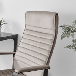 FurnitureboxUK Centro Cappuccino Beige Velvet Office Chair - thumbnail 4