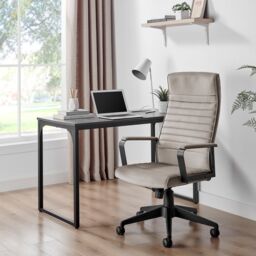 FurnitureboxUK Centro Velvet Reclining Office Chair in Beige