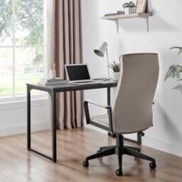 FurnitureboxUK Centro Cappuccino Beige Velvet Office Chair - thumbnail 3