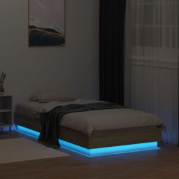 Berkfield Home Bed Frame without Mattress with LED Lights Sonoma Oak 75x190 cm Small Single in Brown - thumbnail 5