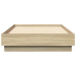 Berkfield Home Bed Frame without Mattress with LED Lights Sonoma Oak 75x190 cm Small Single in Brown - thumbnail 6