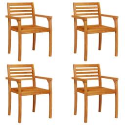 Berkfield Home Beautiful Garden Chairs 4 pcs 59x55x85 cm Solid Wood Acacia in Brown - Size: 59 x 55 x 85 cm - thumbnail 3