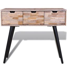 Berkfield Home Console Table with 3 Drawers Reclaimed Teak Wood in Brown - thumbnail 2