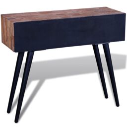 Berkfield Home Console Table with 3 Drawers Reclaimed Teak Wood in Brown - thumbnail 4