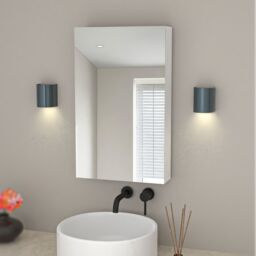 Nes Home Bathroom Mirror Cabinet With Shelf Storage 400mm Cupboard Vertically in White - thumbnail 1
